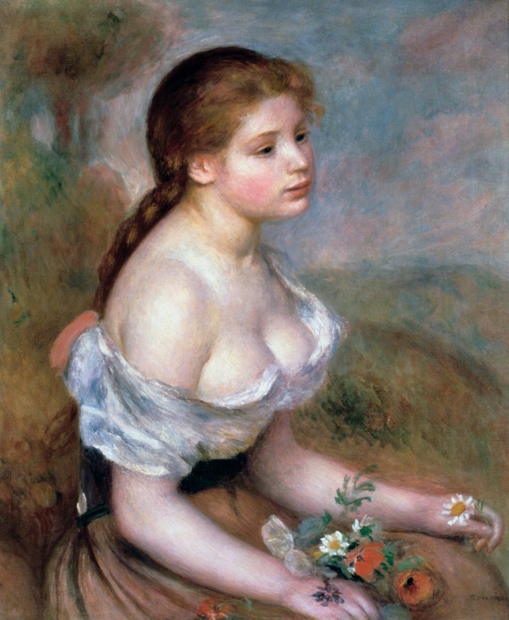Dziewczyna z kwiatami, ok. 1900 autorstwa Pierre Auguste Renoir