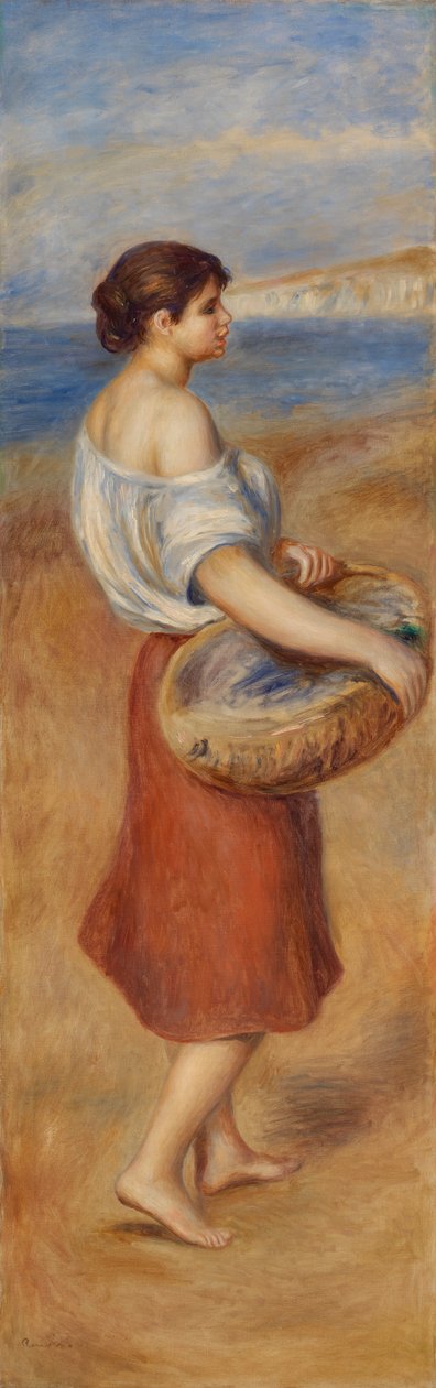 Dziewczyna z koszykiem ryb autorstwa Pierre Auguste Renoir