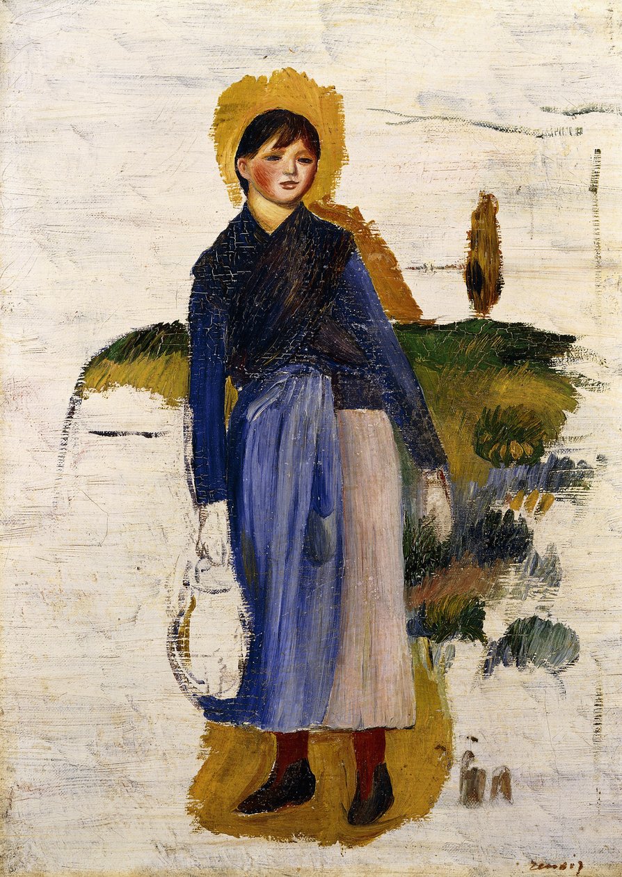 Dziewczyna w czerwonych pończochach, 1886 autorstwa Pierre Auguste Renoir