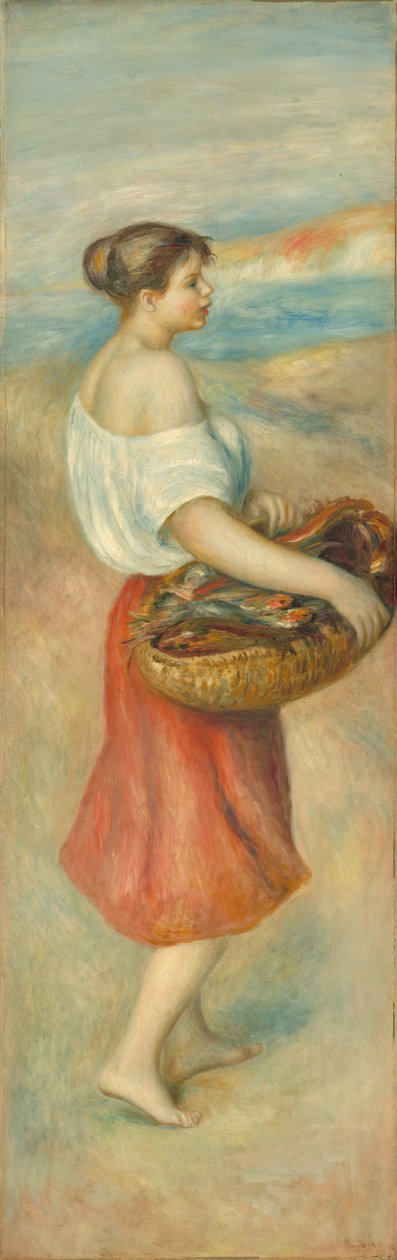 Dziewczyna z koszykiem ryb, ok. 1930 r. 1889. autorstwa Pierre Auguste Renoir