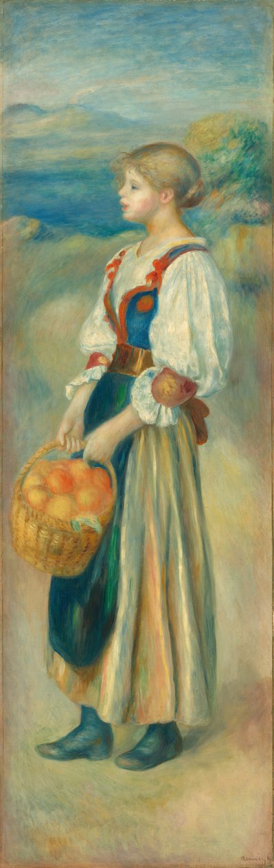 Dziewczyna z koszem pomarańczy, ok. 1930 r. 1889. autorstwa Pierre Auguste Renoir