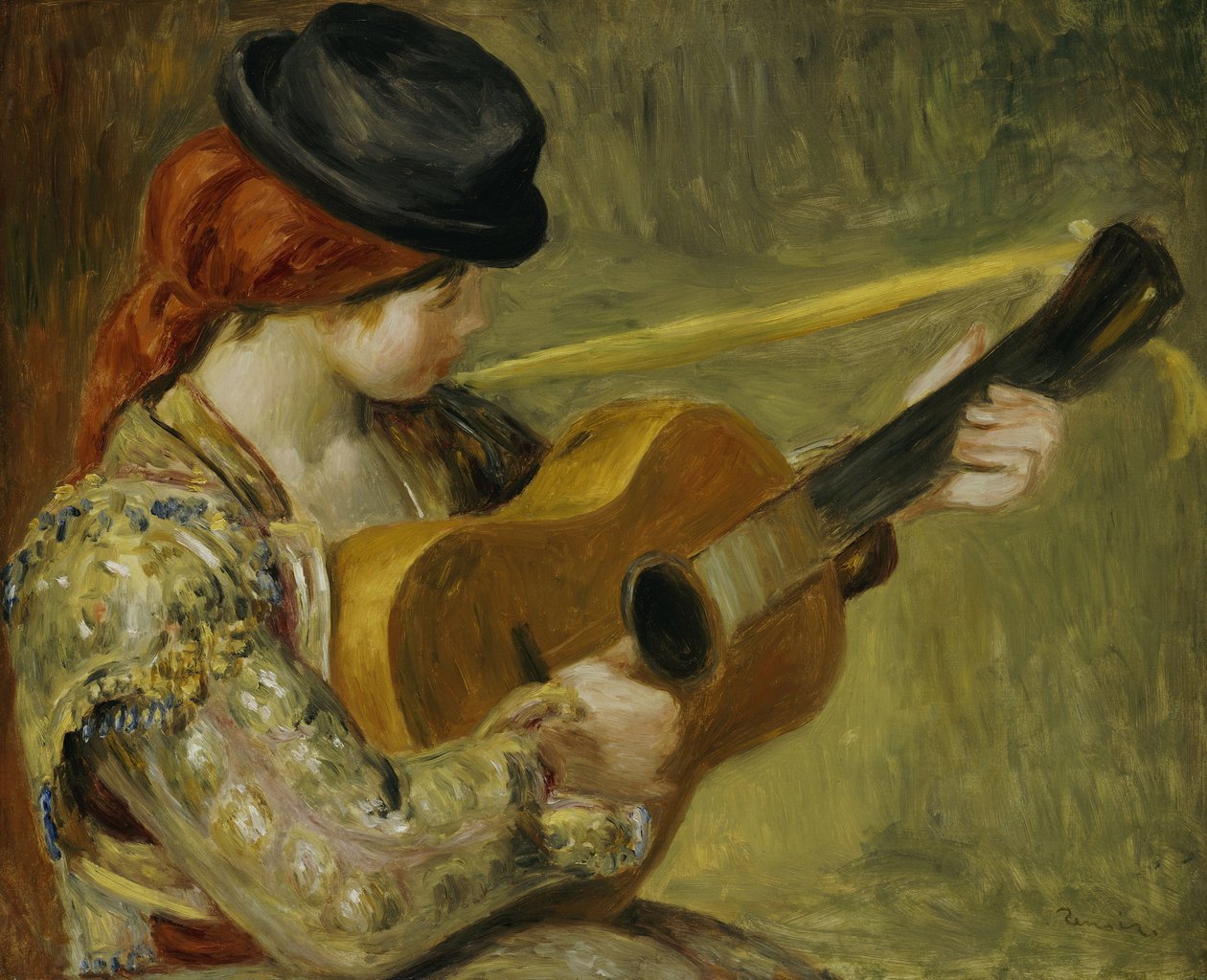 Dziewczyna z gitarą, 1897 autorstwa Pierre Auguste Renoir