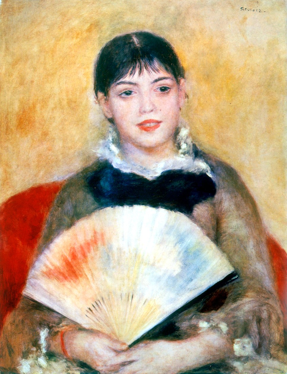 Dziewczyna z wachlarzem, 1881 autorstwa Pierre Auguste Renoir