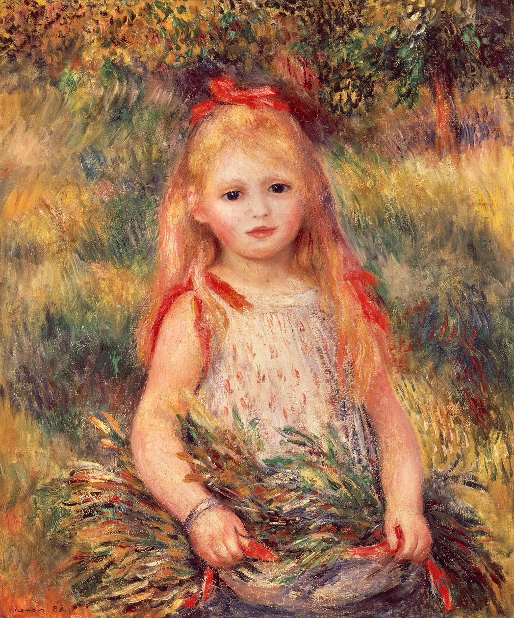 Dziewczyna ze snopem kukurydzy, Pierre-Auguste Renoir (1841-1919), olej na płótnie, 65x54 cm autorstwa Pierre Auguste Renoir