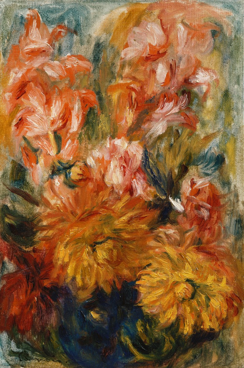 Mieczyki w niebieskim wazonie; Mieczyk w niebieskim wazonie, autorstwa Pierre Auguste Renoir