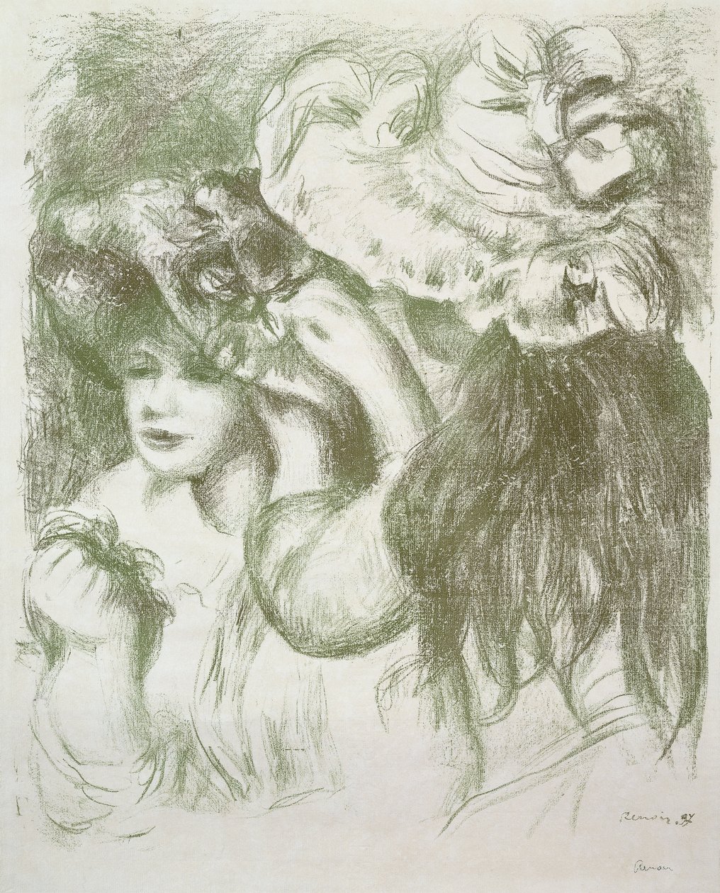 Przypinka do kapelusza, pierwsza deska; Pin Hat, pierwsza płyta, c.1897 autorstwa Pierre Auguste Renoir