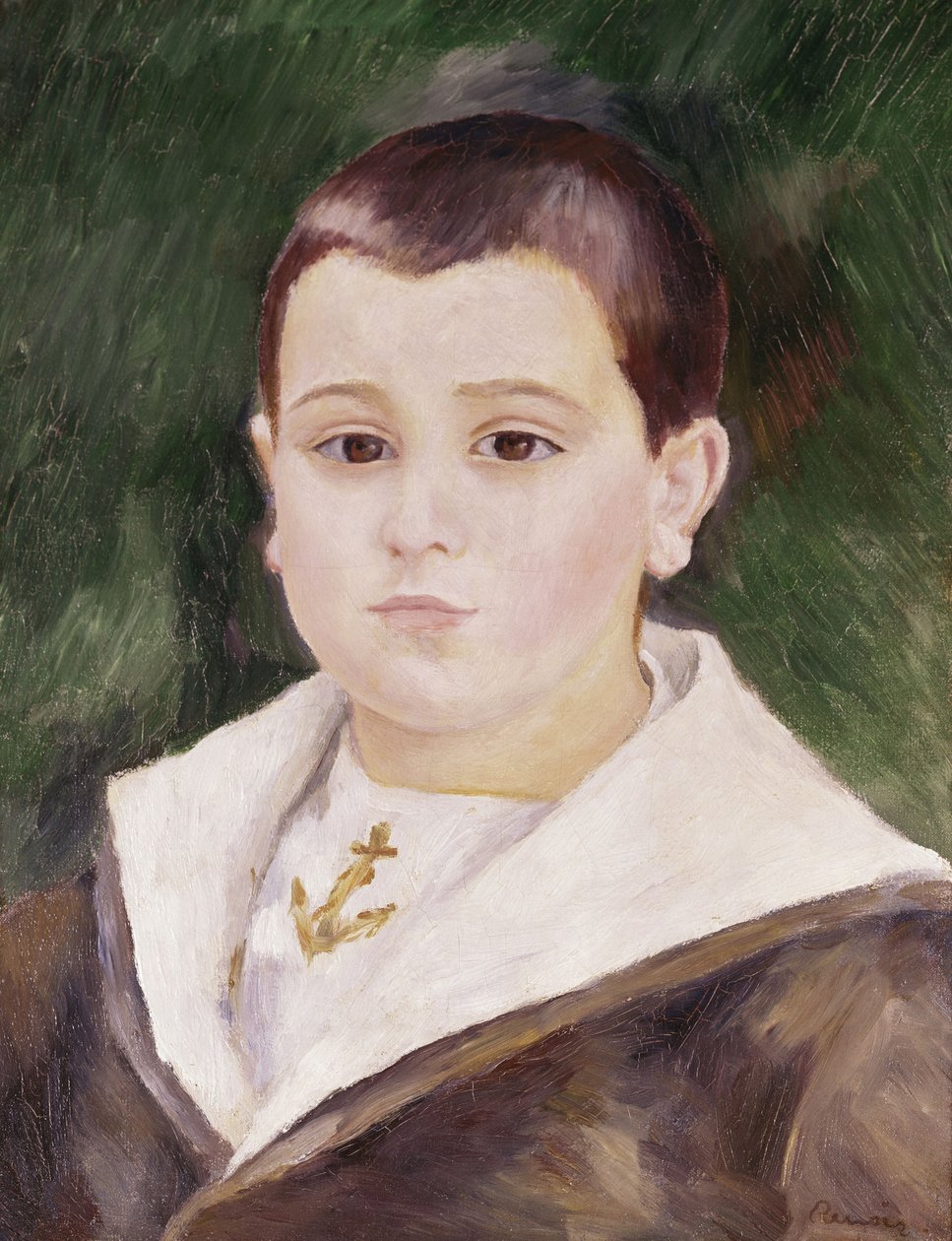 Głowa młodego chłopca w marynarskim kostiumie autorstwa Pierre Auguste Renoir