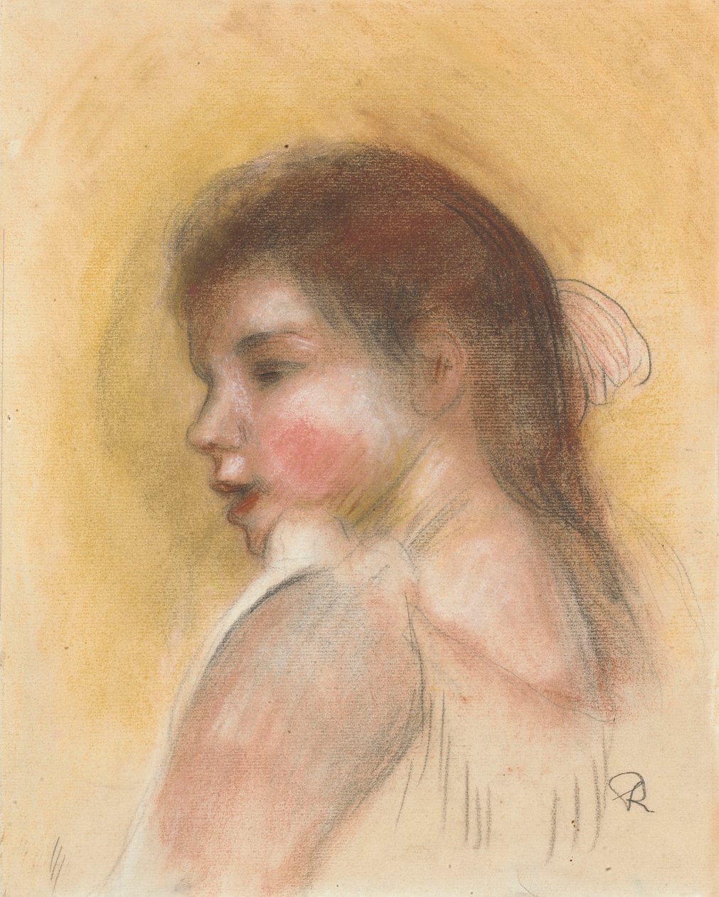 Głowa młodej dziewczyny w profilu autorstwa Pierre Auguste Renoir