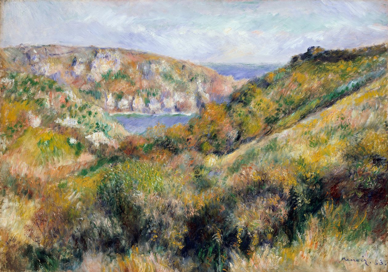 Wzgórza wokół Zatoki Moulin Huet, Guernsey, 1883. autorstwa Pierre Auguste Renoir