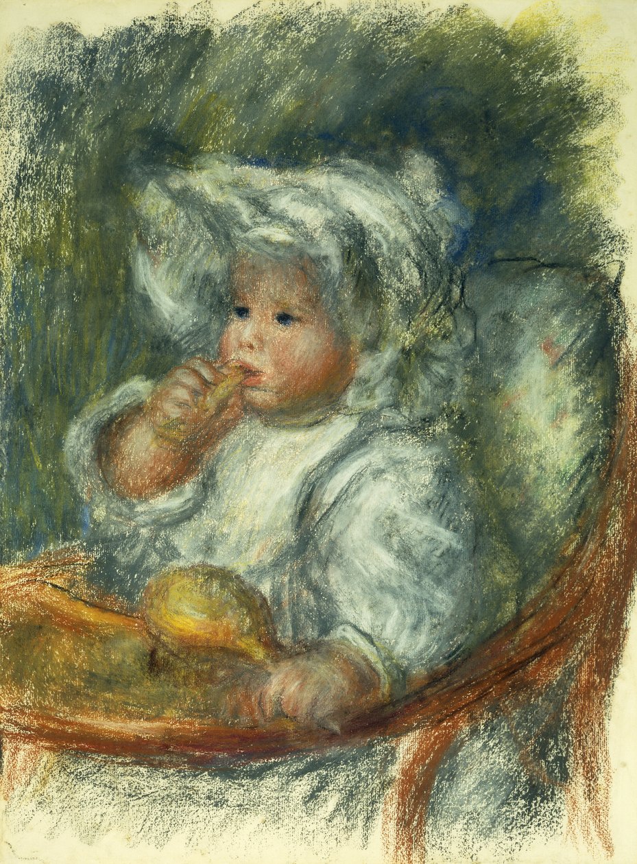 Jean Renoir na krześle - Dziecko z ciastkiem; Jean Renoir a la Chaise - Dziecko z ciastkiem, c1895 autorstwa Pierre Auguste Renoir