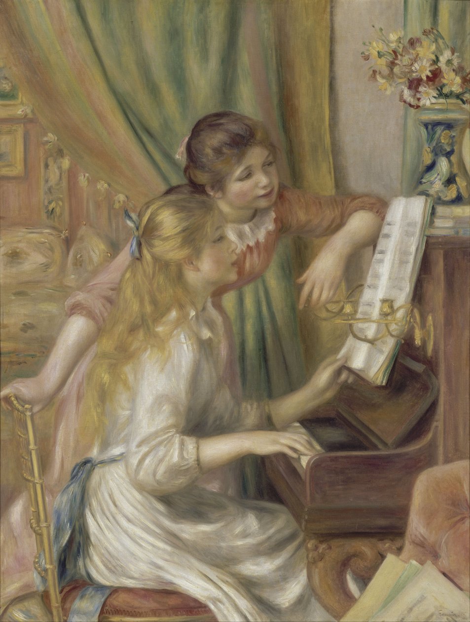 Młode dziewczyny przy pianinie autorstwa Pierre Auguste Renoir