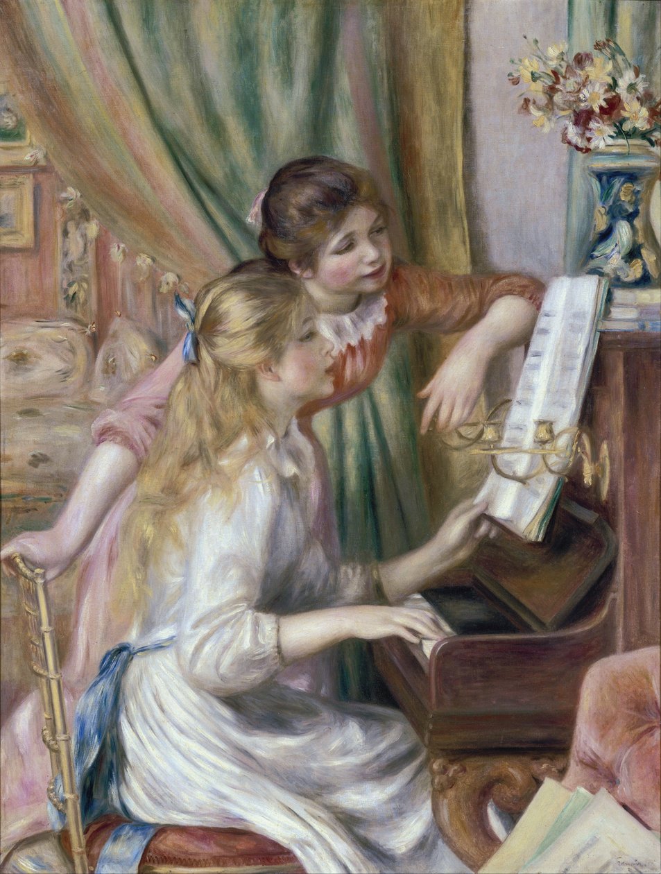 Młode dziewczyny przy pianinie autorstwa Pierre Auguste Renoir