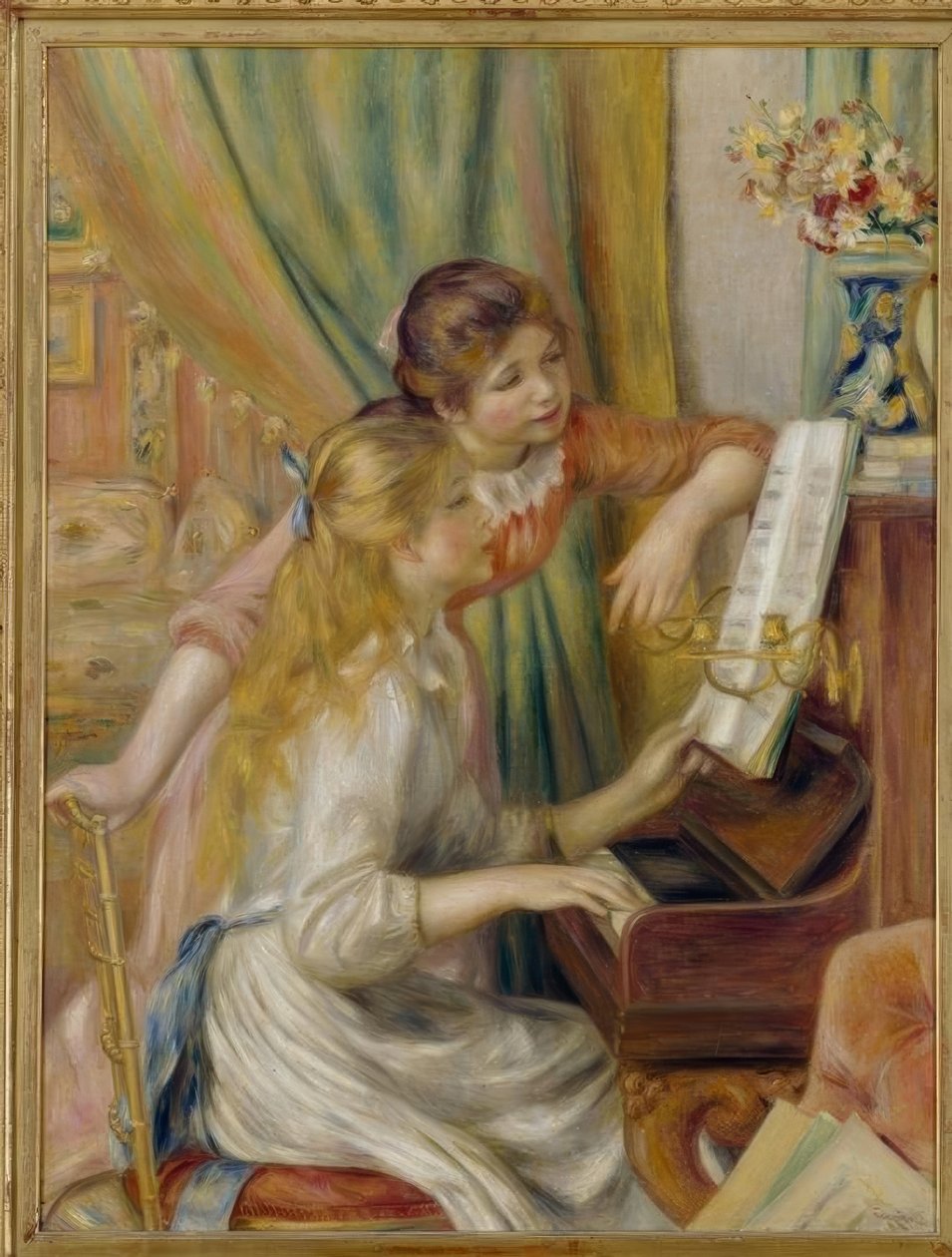 Młode dziewczyny przy fortepianie autorstwa Pierre Auguste Renoir