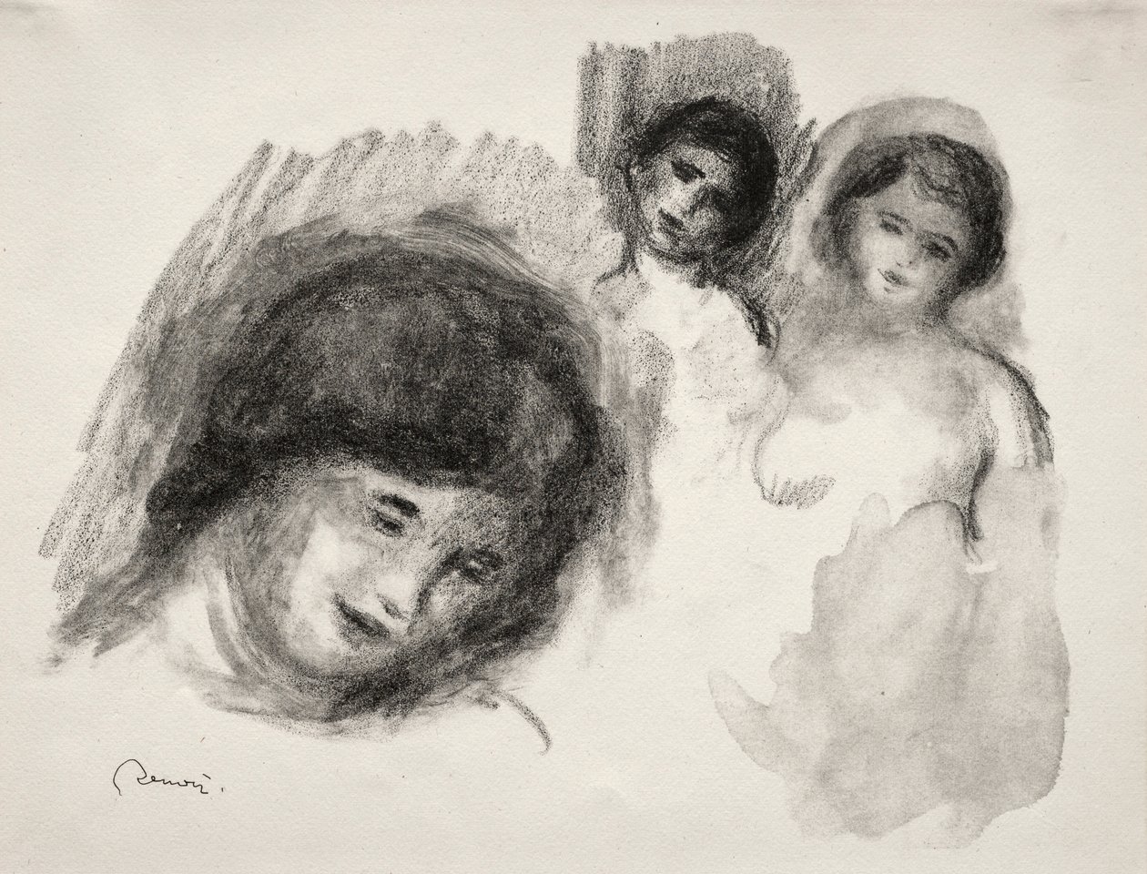 Kamień z trzema szkicami. autorstwa Pierre Auguste Renoir