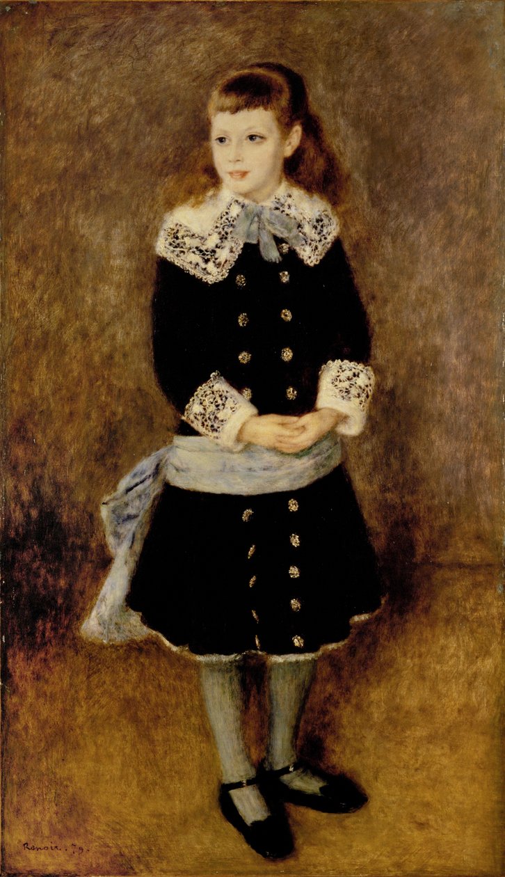 Dziewczyna z niebieskim paskiem... (olej na płótnie) autorstwa Pierre Auguste Renoir