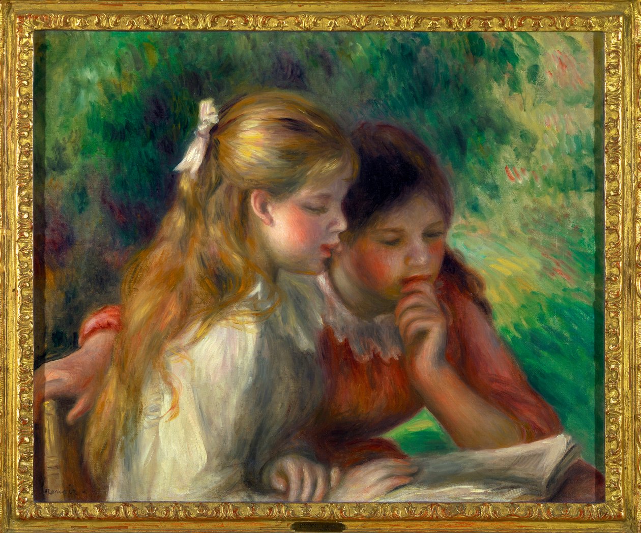 Czytanie Dwie małe dziewczynki czytające - Obraz Pierre Auguste Renoir (1841-1919) 1892 Wymiary 0,55 x 0,65 m Paris Louvre Museum Obowiązkowa wzmianka: Donation Helene and Victor Lyon autorstwa Pierre Auguste Renoir