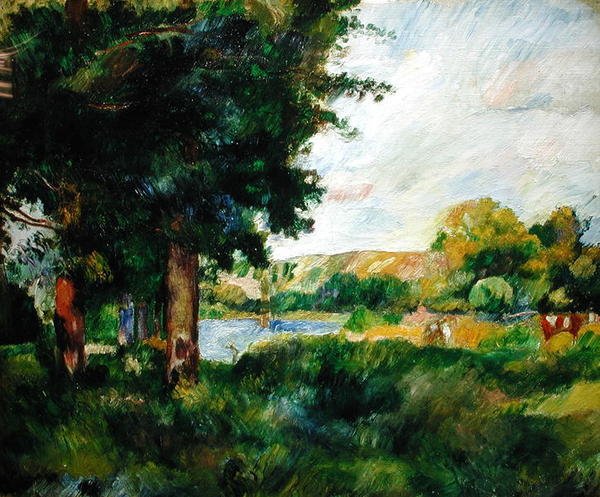 Krajobraz w Ile-de-France, czyli krajobraz z dużymi drzewami autorstwa Pierre Auguste Renoir