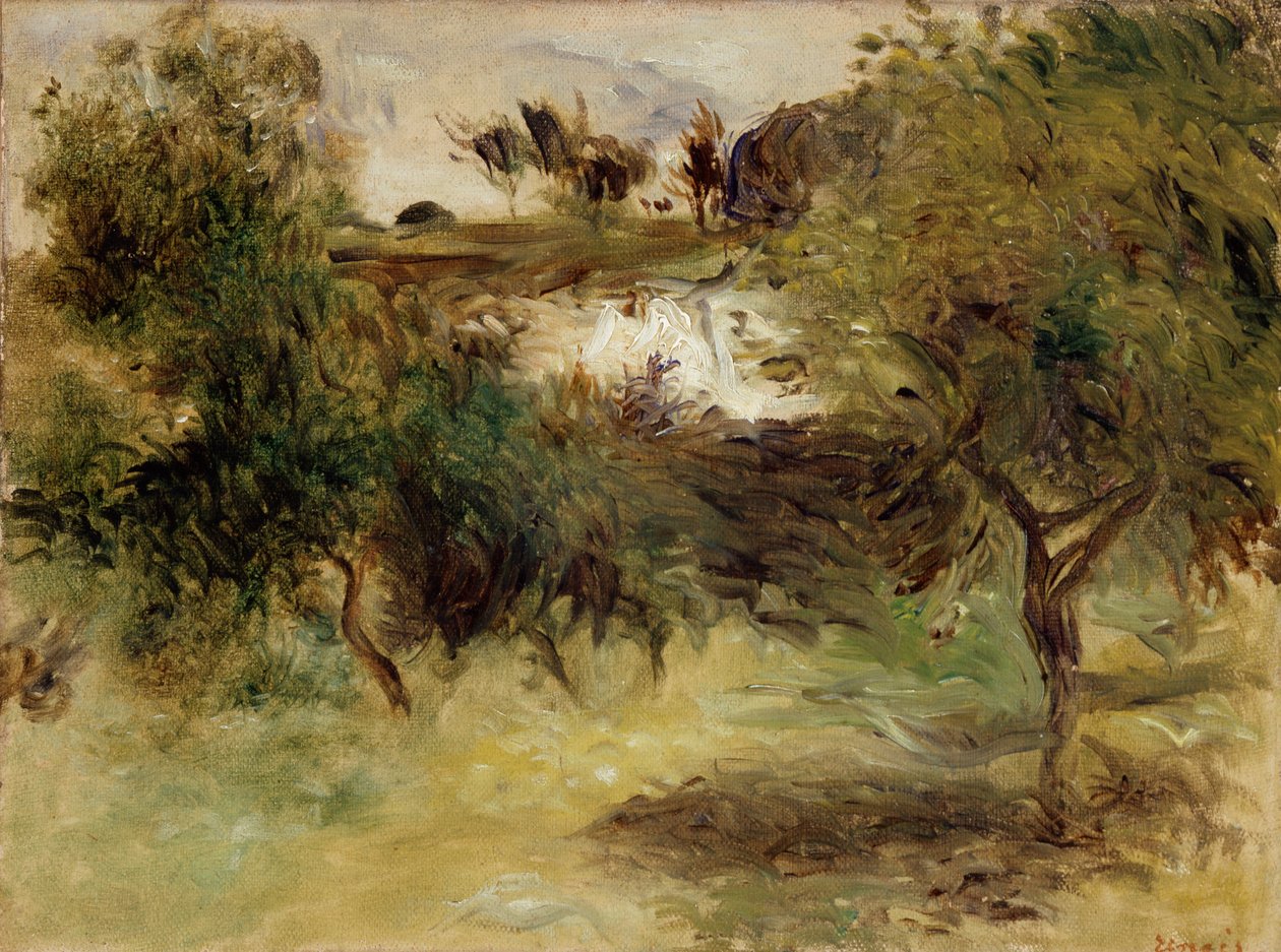 Krajobraz z drzewami, koniec XIX wieku autorstwa Pierre Auguste Renoir