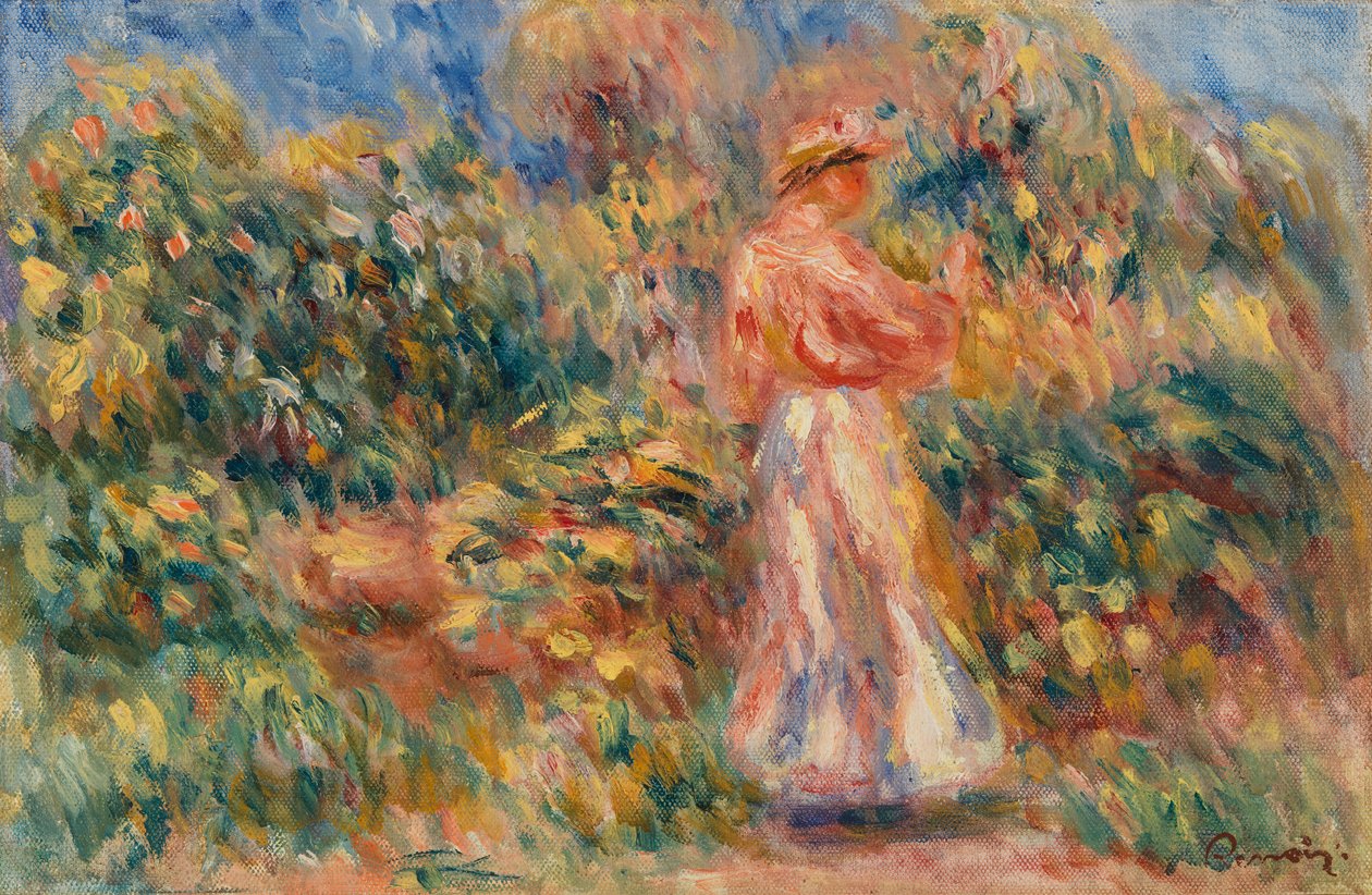Krajobraz z kobietą w różu i bieli autorstwa Pierre Auguste Renoir