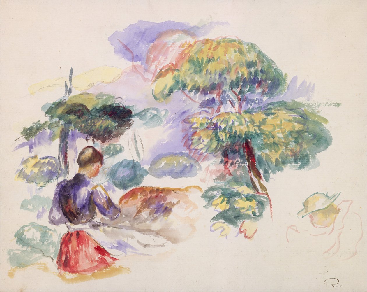Krajobraz z dziewczyną, ca. 1890. autorstwa Pierre Auguste Renoir