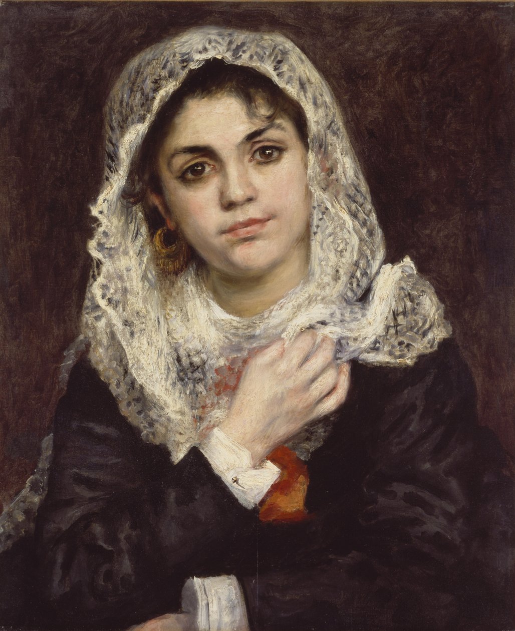 Lise w białym szalu, ok. 1872 r. autorstwa Pierre Auguste Renoir