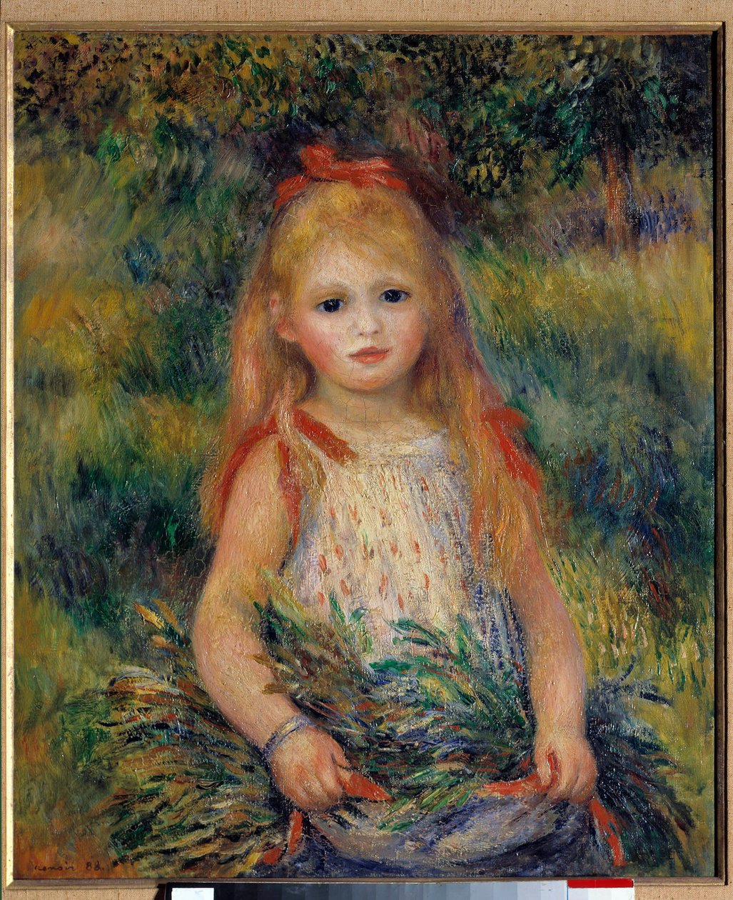 Dziewczynka ze snopem Obraz Pierre Auguste Renoir (1841-1919) 1888, 65 × 54 cm. Sao Paulo, muzeum sztuki autorstwa Pierre Auguste Renoir
