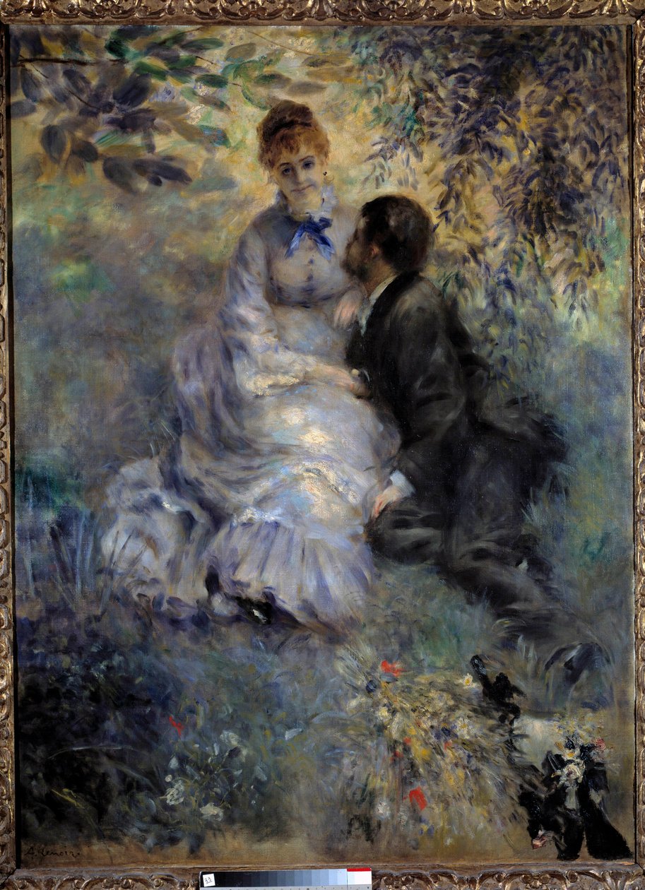 Zakochani. Para siedzi w ogrodzie. Obraz Pierre Auguste Renoir (1841-1919) autorstwa Pierre Auguste Renoir