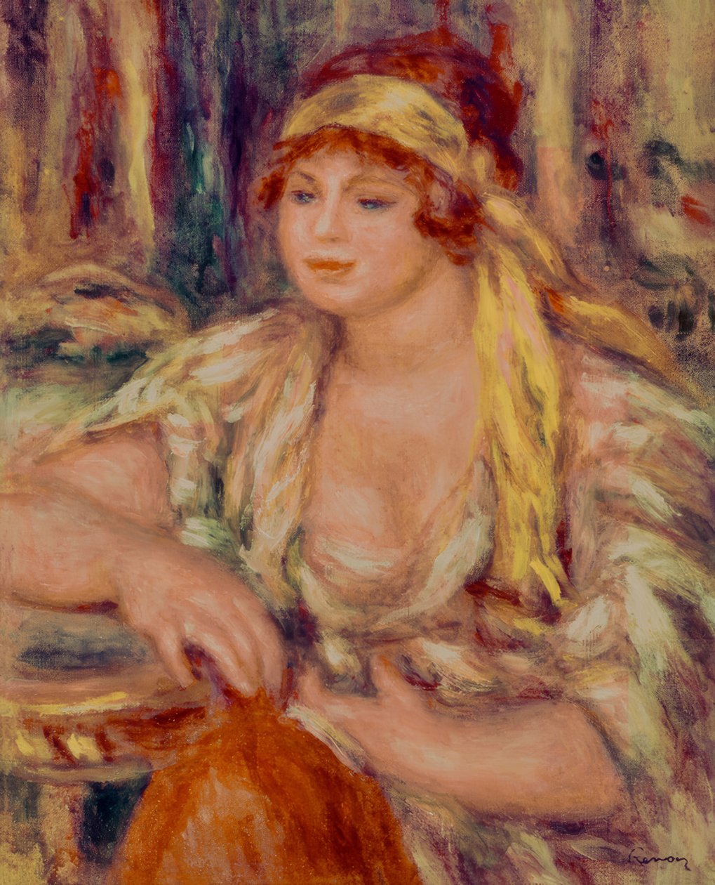 Madame Renoir w żółtym turbanie autorstwa Pierre Auguste Renoir