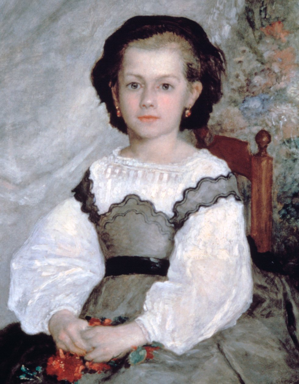 Mademoiselle Romaine Lacaux, detal, 1864 autorstwa Pierre Auguste Renoir