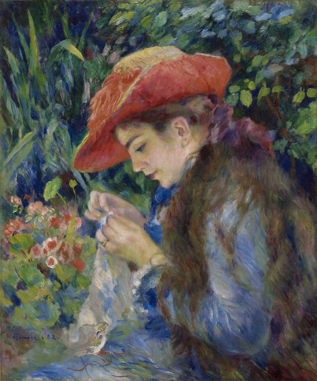 Szycie Marie-Therese Durand-Ruel, 1882 autorstwa Pierre Auguste Renoir