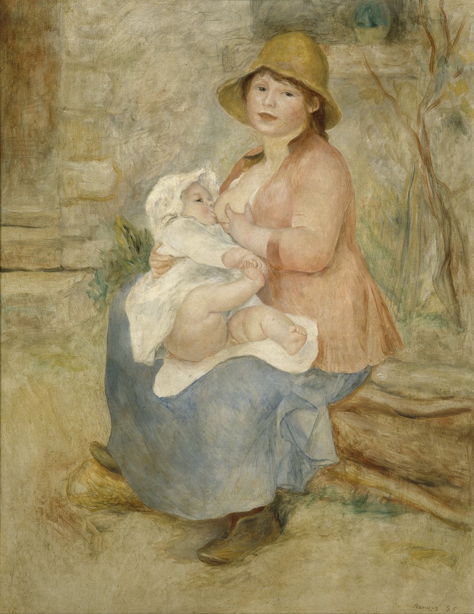 Macierzyństwo, znane również jako Dziecko przy piersi autorstwa Pierre Auguste Renoir