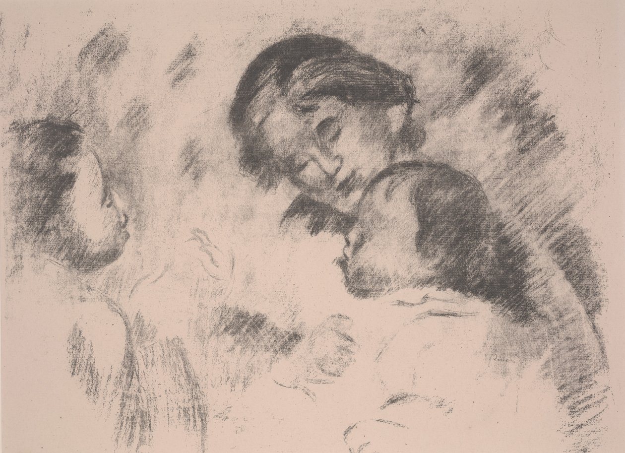 Macierzyństwo: Gabrielle, Jean i dziewczynka autorstwa Pierre Auguste Renoir