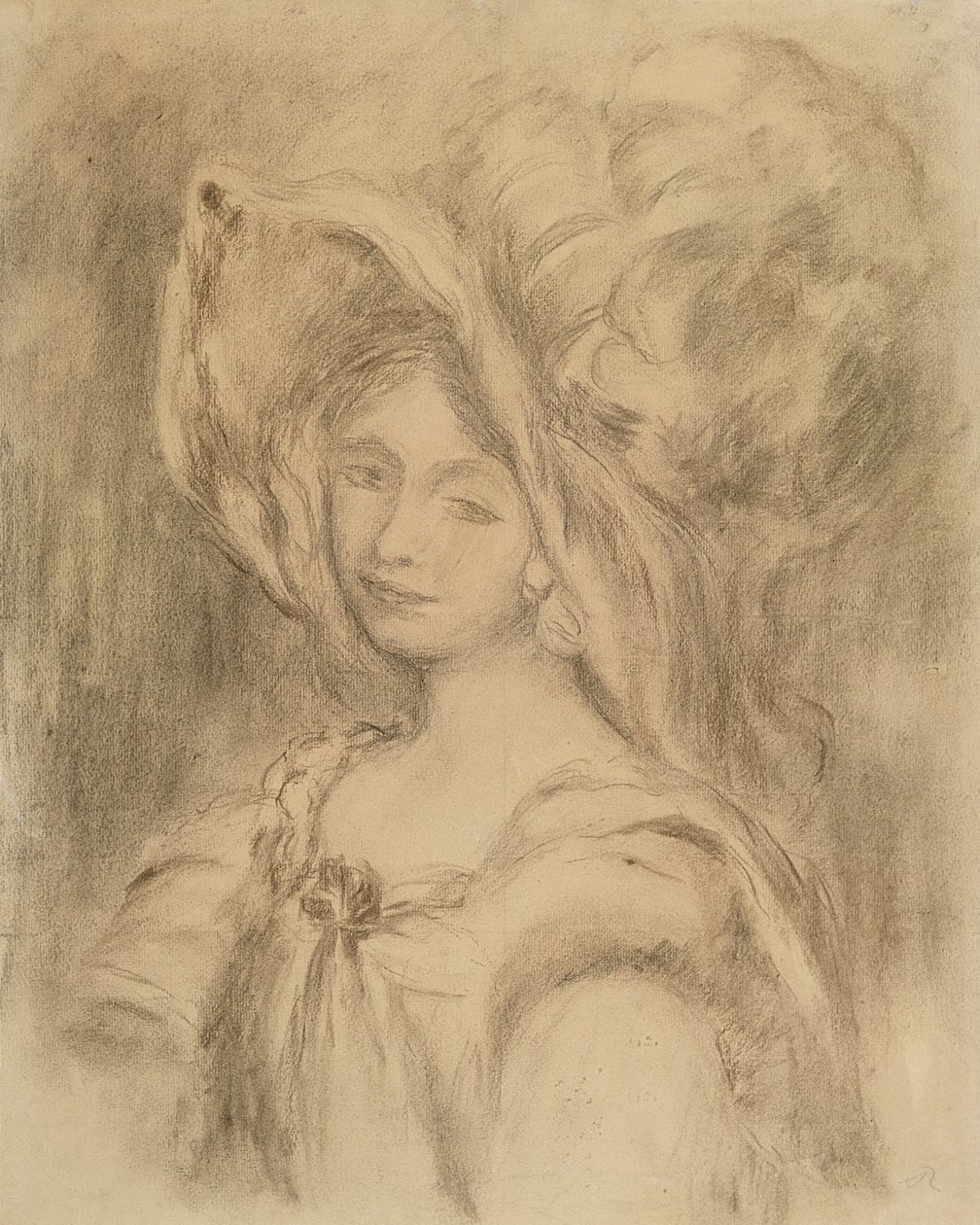 Pani Dieterle w kapeluszu, ok. 1896 (węgiel na papierze) autorstwa Pierre Auguste Renoir
