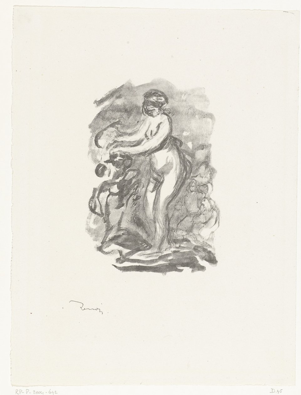 Naga kobieta stojąca obok winorośli Femme au cep de vigne autorstwa Pierre Auguste Renoir