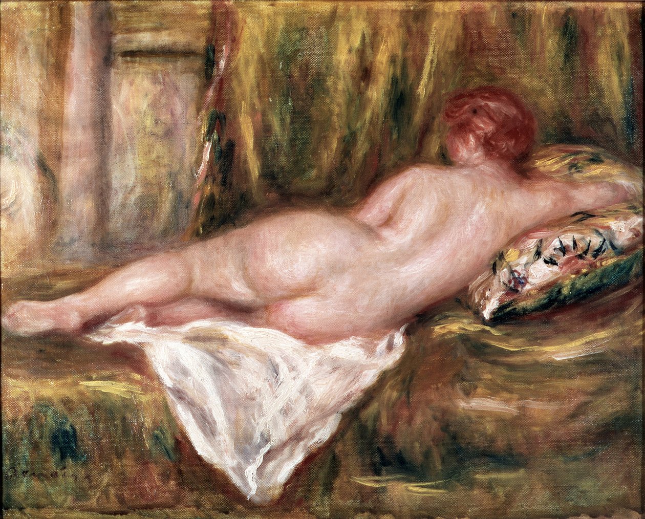Naga warstwa widziana z tyłu lub odpoczynek po kąpieli (olej na płótnie) autorstwa Pierre Auguste Renoir