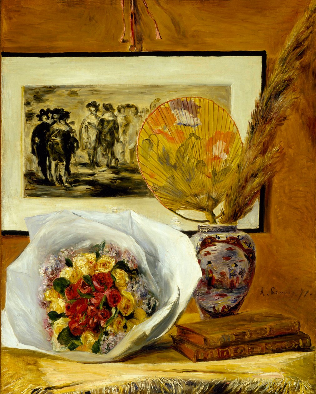 ""Natura martwa z bukietem"" (Martwa natura z bukietem) Peinture de Pierre Auguste Renoir (1841-1919) 1871 Ciemny 73x58 cm Olej na płótnie 1871 Muzeum Sztuk Pięknych, Houston autorstwa Pierre Auguste Renoir