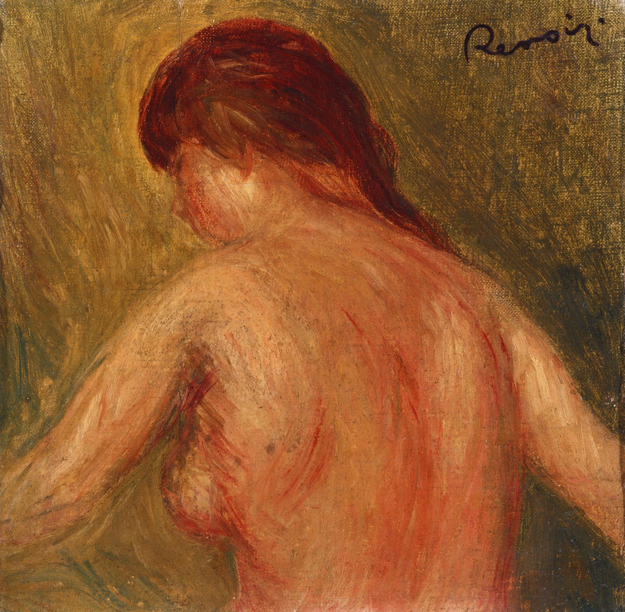 Nagi kobiecy tors, od tyłu autorstwa Pierre Auguste Renoir
