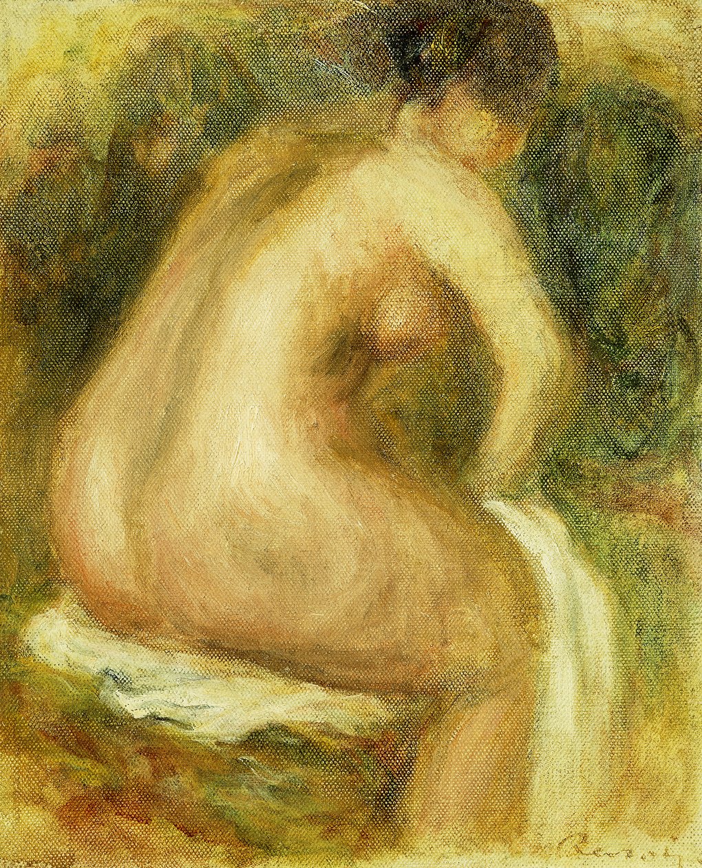 Naga kobieta w kąpieli; Siedząca naga kobieta, 1910 autorstwa Pierre Auguste Renoir
