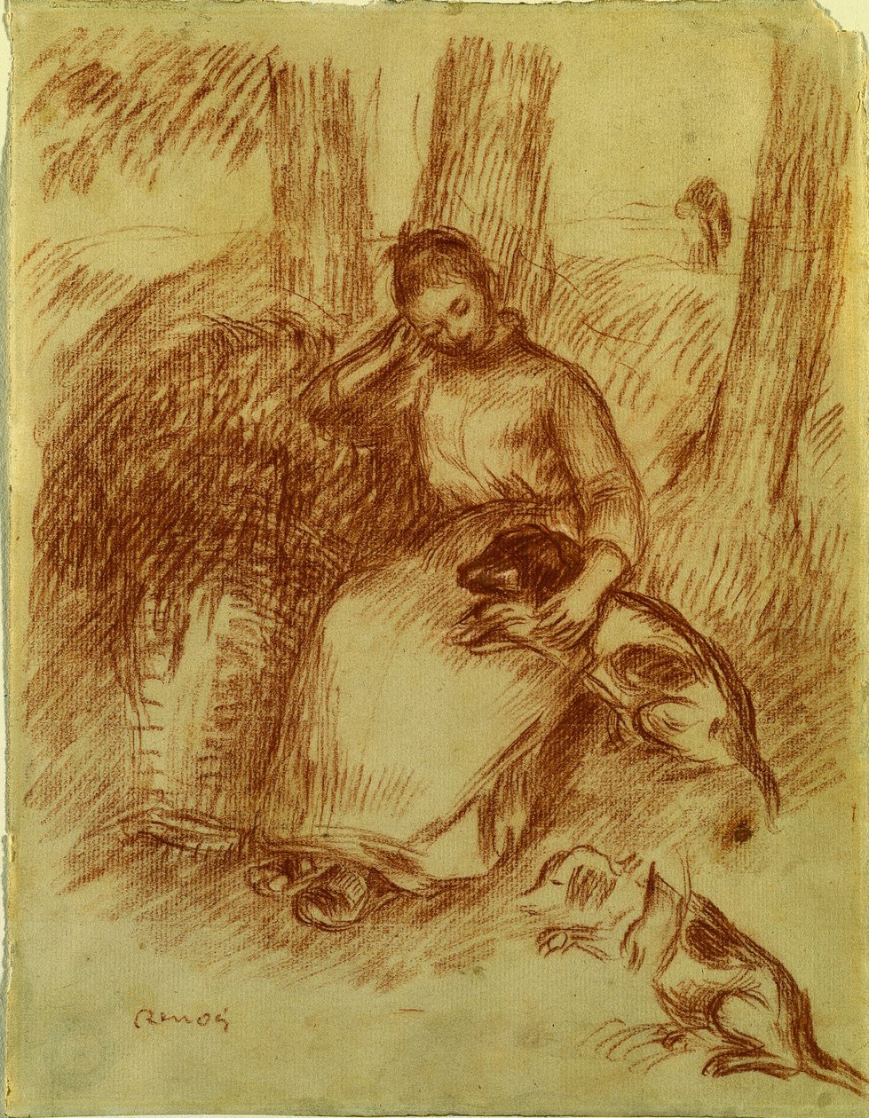 Wieśniaczka z psem autorstwa Pierre Auguste Renoir