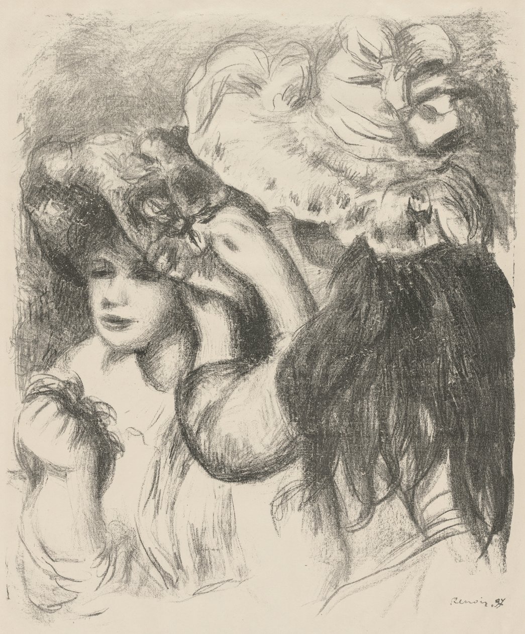 Przypinanie kapelusza autorstwa Pierre Auguste Renoir