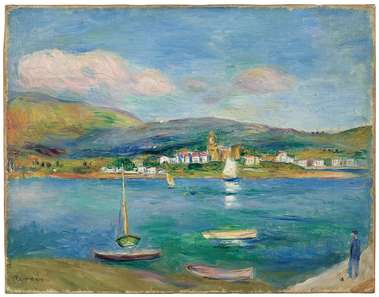 Port rybacki, widok Hondarribia z Hendaye, 1895 r. autorstwa Pierre Auguste Renoir