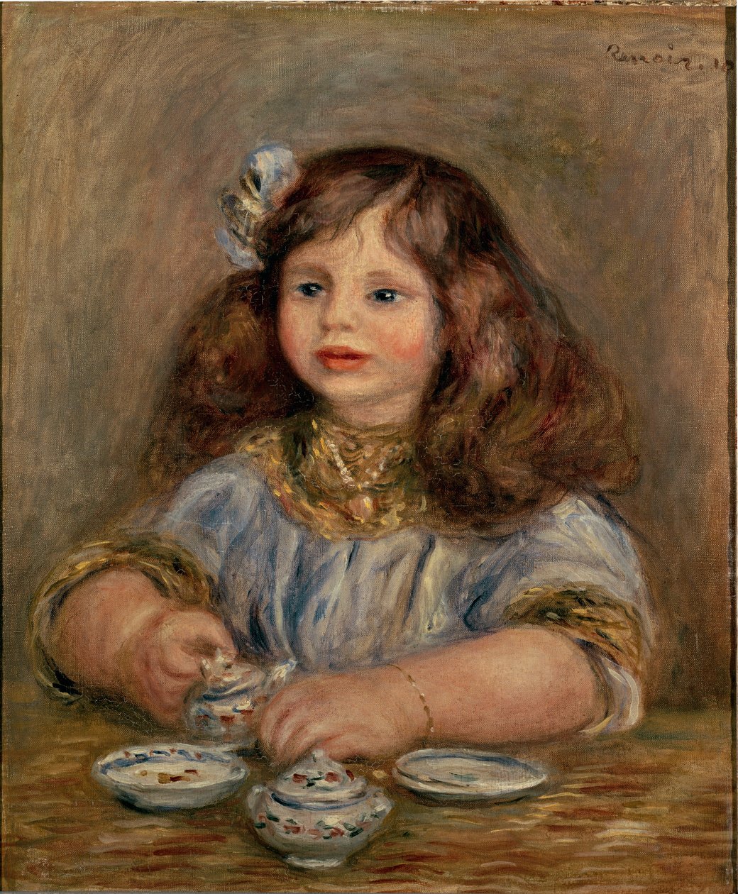 Portret Genevieve Bernheim de Villers (1907-1936), przyszłej hrabiny Jean de la Chapelle autorstwa Pierre Auguste Renoir