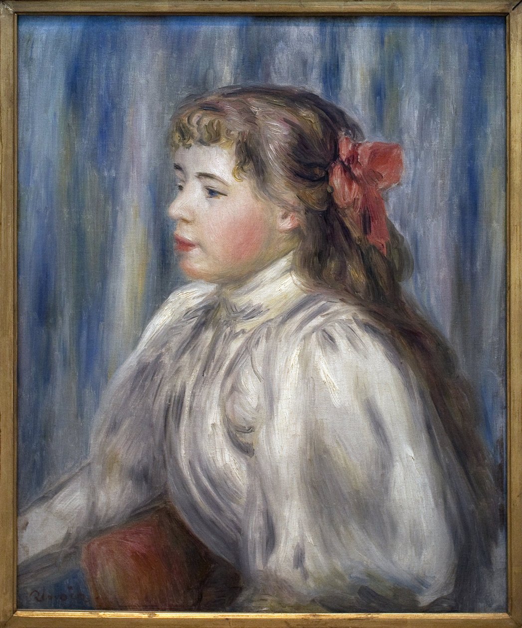 Portret młodej dziewczyny. Obraz Pierre Auguste Renoir (1841-1919), olej na płótnie, ok. 1892. Sztuka francuska autorstwa Pierre Auguste Renoir