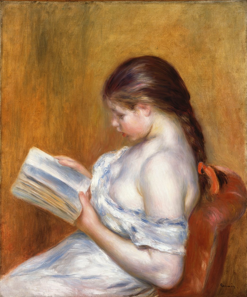 Czytanie; Wykład La, 1888 autorstwa Pierre Auguste Renoir