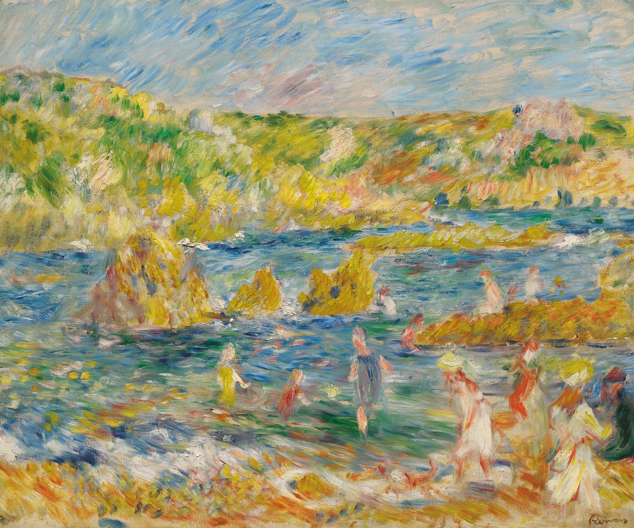 Guernsey Rocks z figurami na plaży Guernsey, 1883. autorstwa Pierre Auguste Renoir