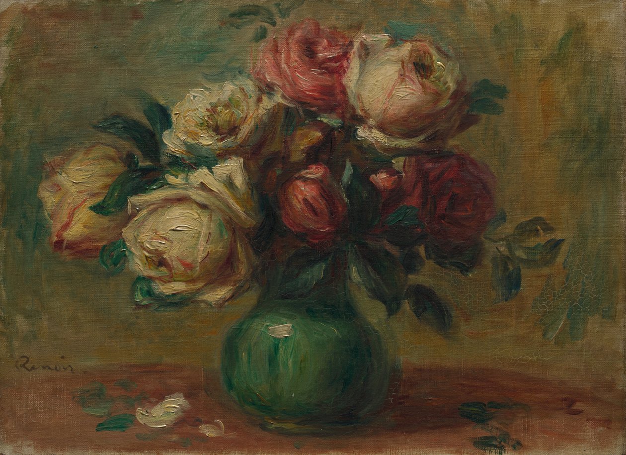 Róże w wazonie autorstwa Pierre Auguste Renoir