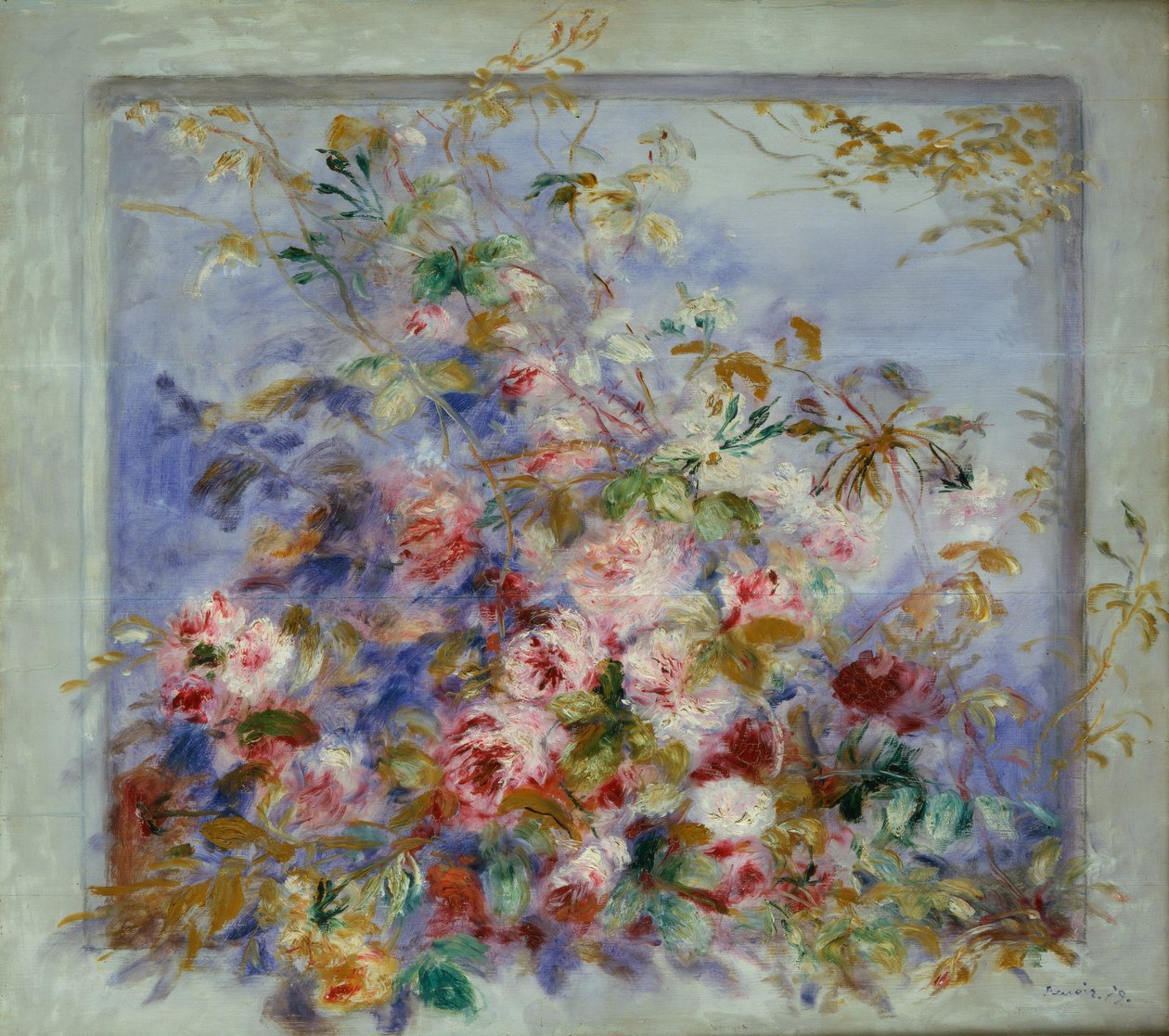 Róże w oknie, 1879 autorstwa Pierre Auguste Renoir