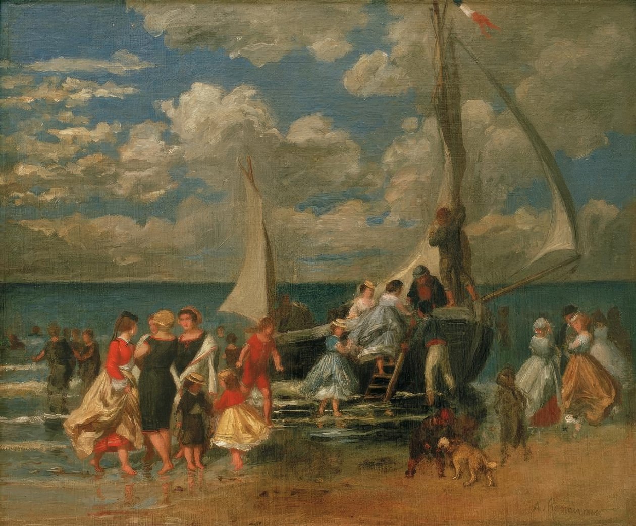 Spotkanie wokół łodzi autorstwa Pierre Auguste Renoir