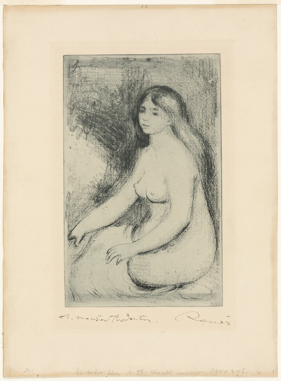 Kąpiący się na siedząco autorstwa Pierre Auguste Renoir