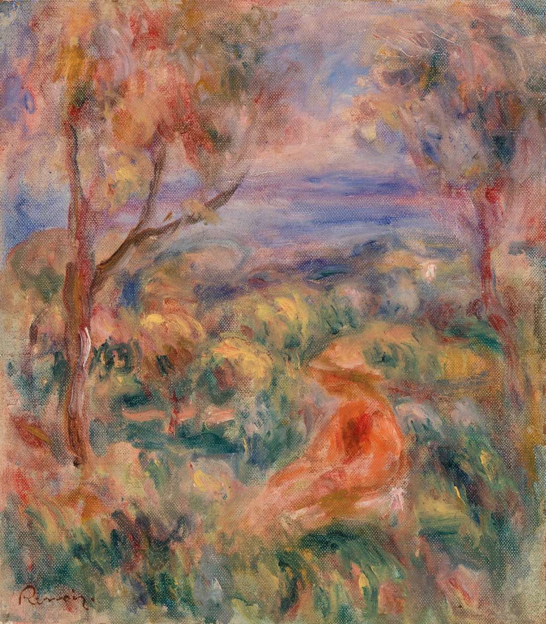 Siedząca kobieta z morzem w oddali (Femme assise au bord de la mer) autorstwa Pierre Auguste Renoir